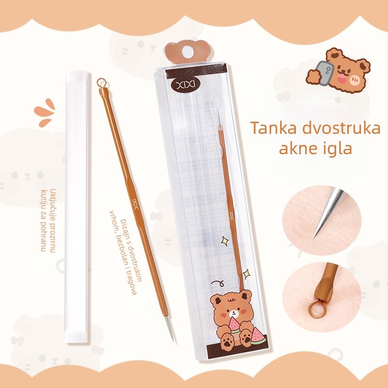 XIXI akne igla – kompaktni, prijenosni alat za lice s kutijom za pohranu, od nehrđajućeg čelika; kod proizvoda Xx–07/xx–08; marka XIXI; Pogodno za opću populaciju