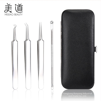 Set alata za akne: klips za akne i igla za akne, nehrđajući čelik, elektroplirano, četverodjelni set, pogodno za sve tipove kože