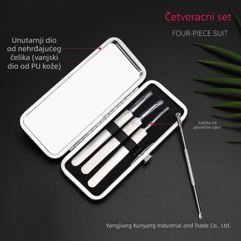 Set alata za akne: klips za akne i igla za akne, nehrđajući čelik, elektroplirano, četverodjelni set, pogodno za sve tipove kože