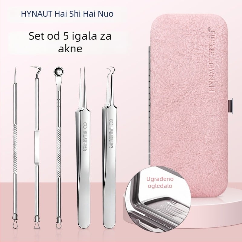 5-darobni set nehrđajućeg čelika igala za akne, nadograđeni precizni ekstraktor za crne mrlje i pore