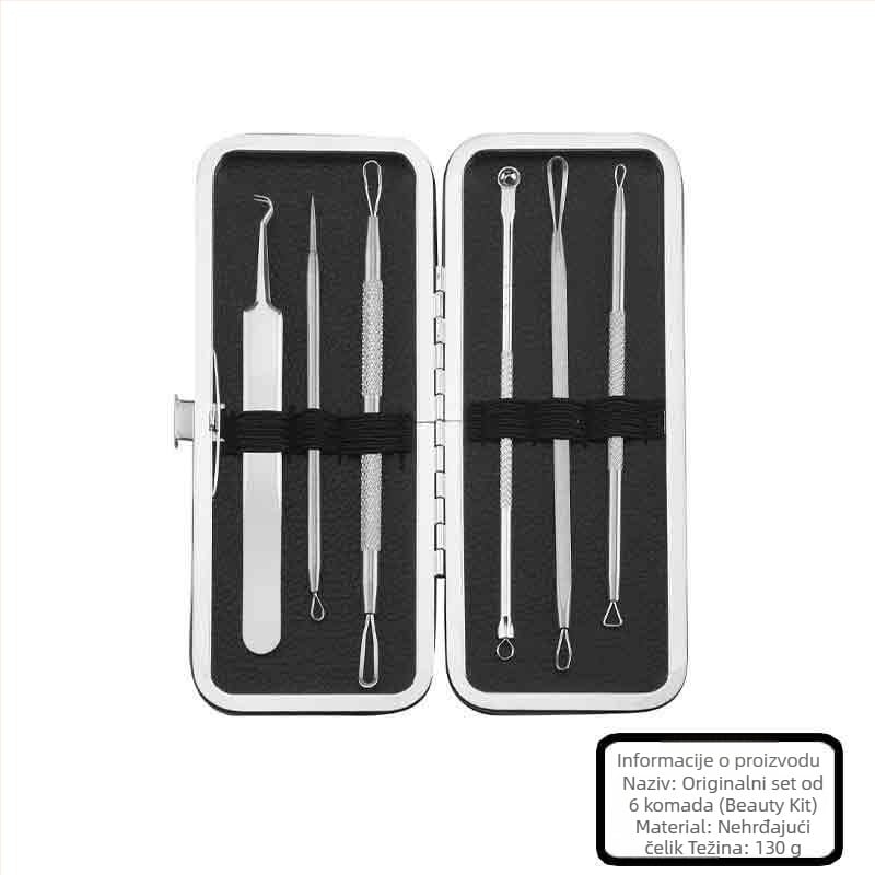 6-dijelni set igala od nehrđajućeg čelika za akne za uklanjanje crnih mrlja