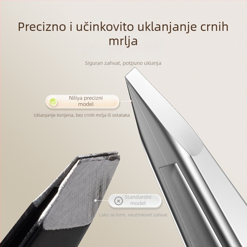 Nilia pinceta za mitesere – visoka preciznost, nehrđajući čelik, siguran alat za salon za pore i obrve