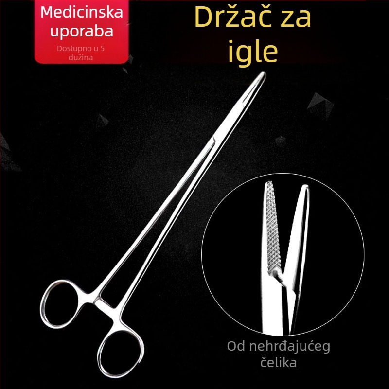 Kirurški držač igle od nehrđajućeg čelika – višekratna upotreba, s punozubnim čeljustima za šivanje, pakiranje 1 kom.