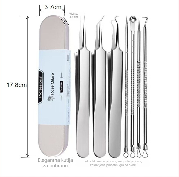 Mirar set alata za akne od nehrđajućeg čelika, za kućnu upotrebu, 5 godina vijeka trajanja