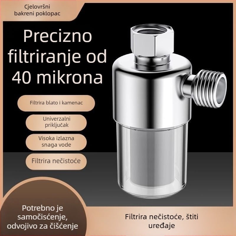 Predfiltr za električni bojler s bakrenim filtrirnim elementom, zidni ugradni filter, filtracija vode protiv taloženja; Odobrenje Zhejiang 2022. br. 0020; Funkcija: Povećanje protoka vode