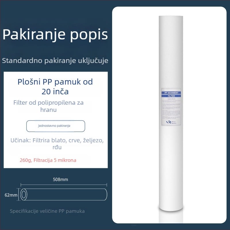 Filter element za vodeni pročišćivač – polipropilen, PP pamuk filter, prednja ugradnja, 500 L/h