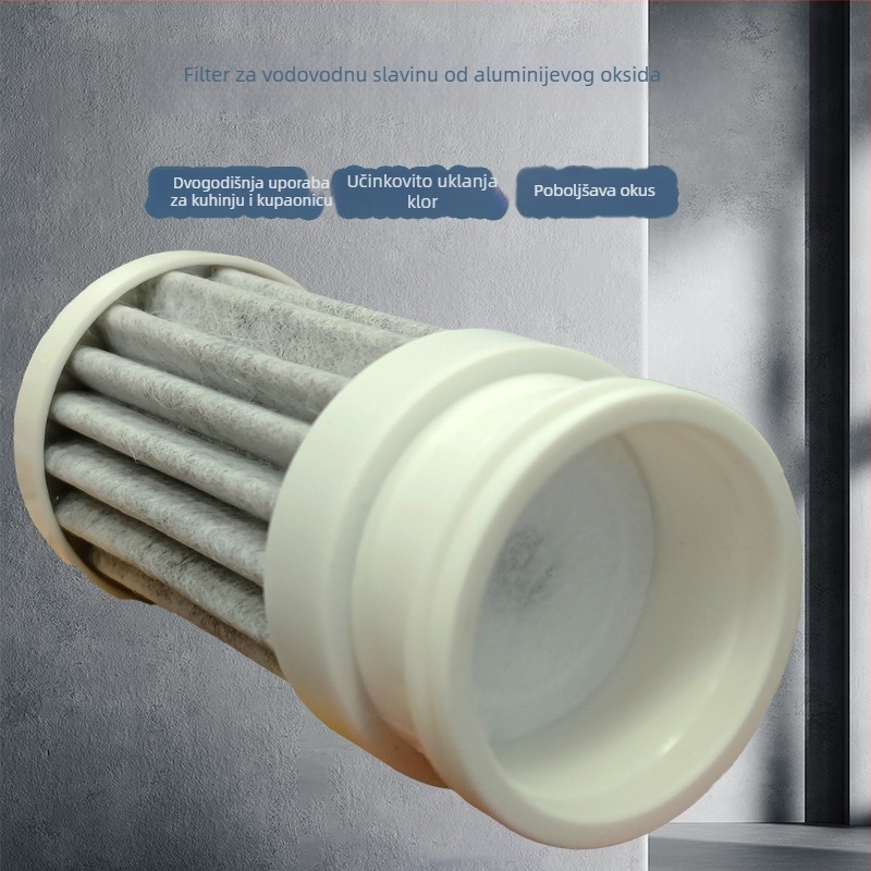Element filtra vode za slavinu s sinteriranim ugljikom, PP pamukom i ABS kućištem; protok 2 L/min; univerzalni model; za prednju bočicu filtra; uklanjanje teških metala.