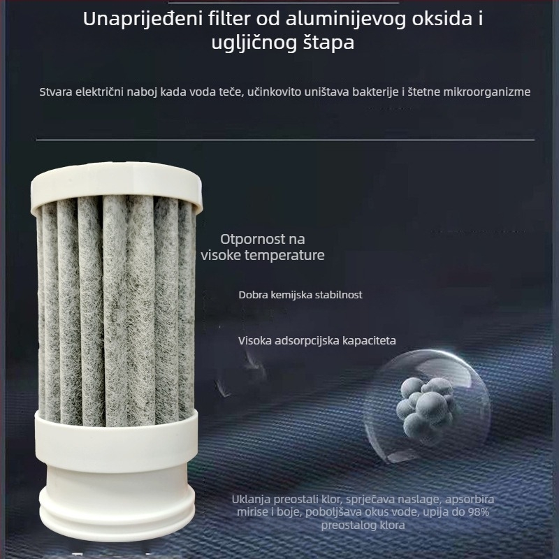 Element filtra vode za slavinu s sinteriranim ugljikom, PP pamukom i ABS kućištem; protok 2 L/min; univerzalni model; za prednju bočicu filtra; uklanjanje teških metala.