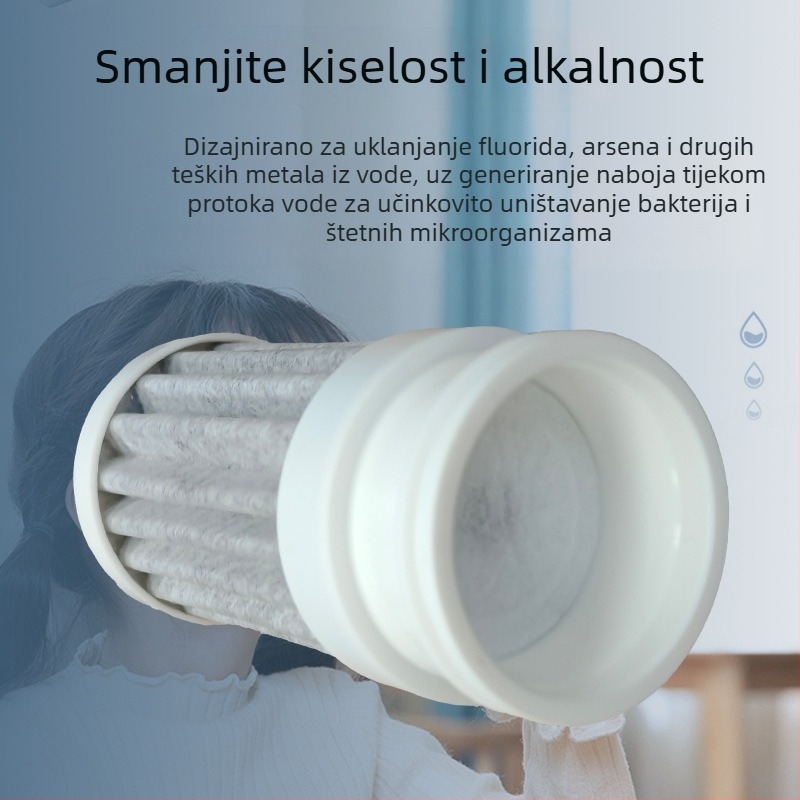 Element filtra vode za slavinu s sinteriranim ugljikom, PP pamukom i ABS kućištem; protok 2 L/min; univerzalni model; za prednju bočicu filtra; uklanjanje teških metala.