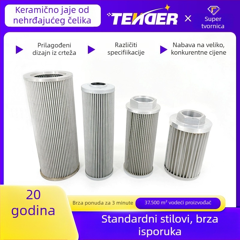 Nehrđajući čelični filtracijski element od žičane mreže, sklopivi filter za industrijsku kemijsku filtraciju i filtriranje hidraulnog ulja; otporan na lužine, kiseline, koroziju i visoke temperature.