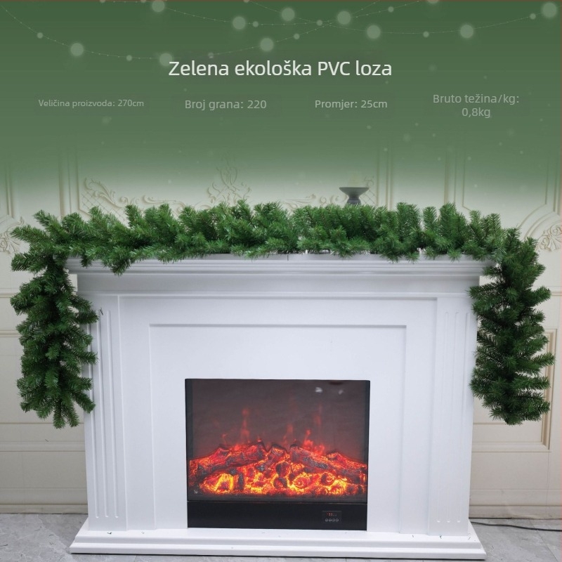Božićna girlanda od ratana u obliku snježne pahulje - PVC materijal, brend Rice vine, moderni minimalistički stil, proizvodnja strojem i ručno, pogodna za Božić