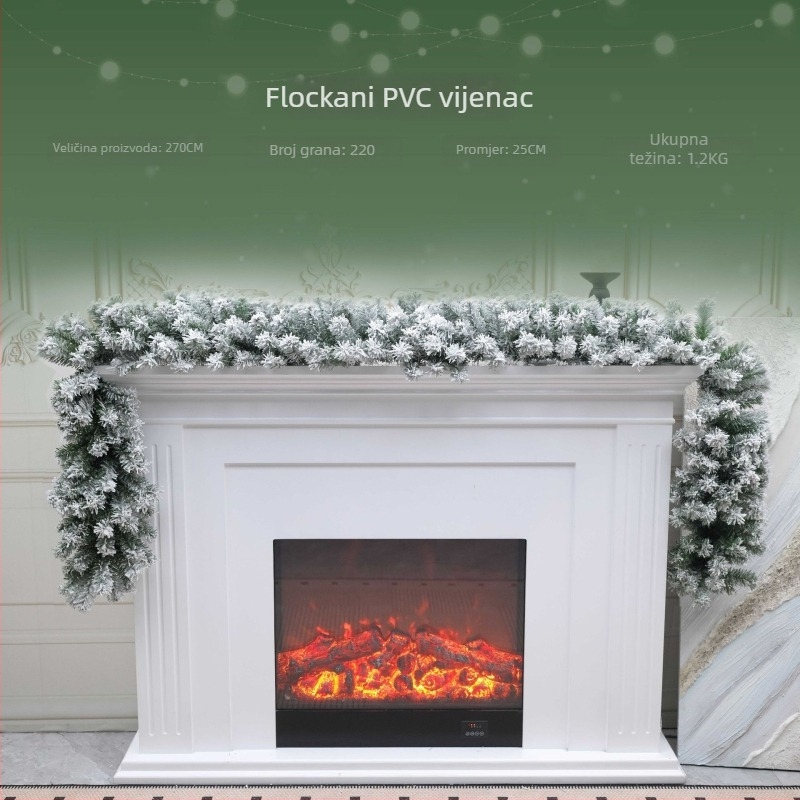 Božićna girlanda od ratana u obliku snježne pahulje - PVC materijal, brend Rice vine, moderni minimalistički stil, proizvodnja strojem i ručno, pogodna za Božić