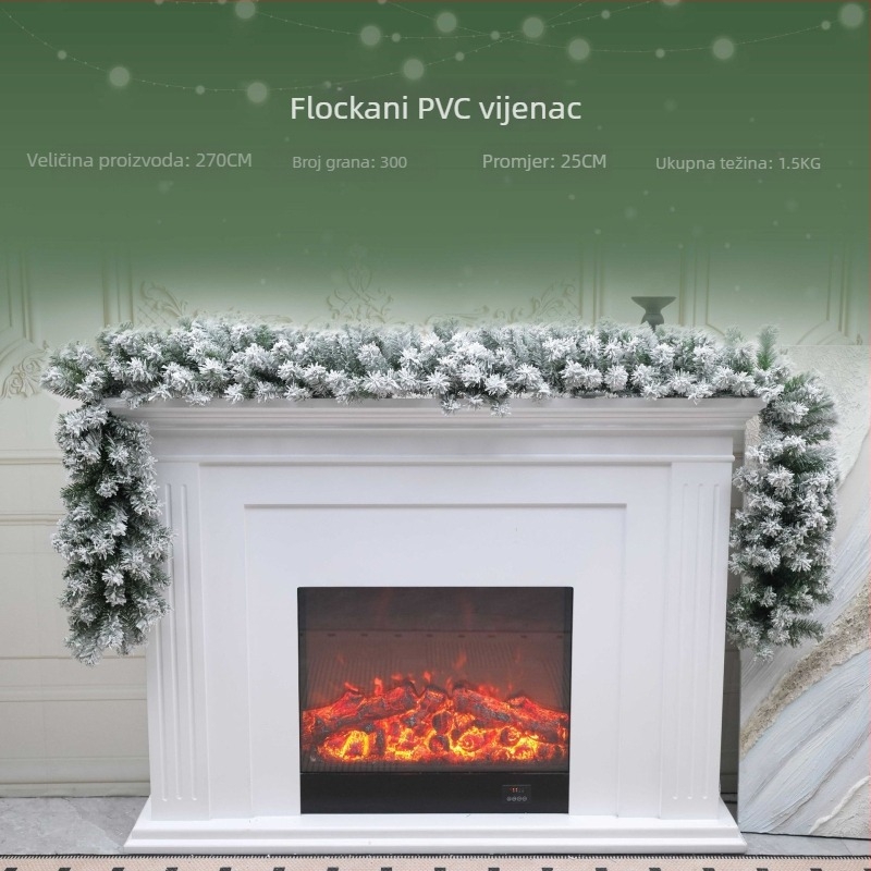 Božićna girlanda od ratana u obliku snježne pahulje - PVC materijal, brend Rice vine, moderni minimalistički stil, proizvodnja strojem i ručno, pogodna za Božić