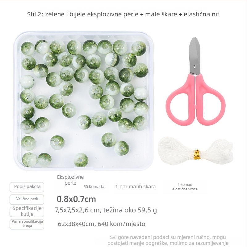 DIY set za ogrlice i narukvice od staklenih perli — okrugle staklene perle s elektroplatiranim završetkom, brend qiao