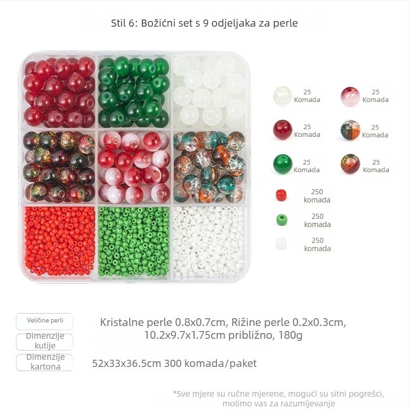 DIY set za ogrlice i narukvice od staklenih perli — okrugle staklene perle s elektroplatiranim završetkom, brend qiao