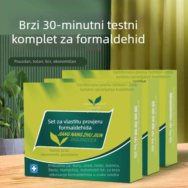 Self-test kutija za formaldehid – mjerenje kvalitete zraka, kućna upotreba, novi dom, test reagenti; raspon mjere 0.01–0.50; točnost 0.01; mjereno: zrak