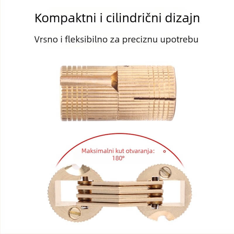 Golden Tripod mesingana skrivena šarka za električnu kutiju – skrivena vrata ormarića, tiho otvaranje jednim dodirom, niklovani završni sloj