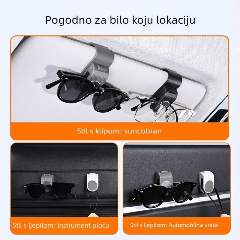 Auto držač naočala – klip za naočale, držač kartica/ID, spremište za sitnice