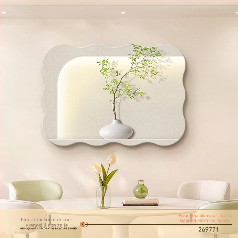 Dekorativna slika za kutiju brojila — magnetsko pričvršćivanje, bez bušenja, bez okvira, cvjetni uzorak, kožna podloga boje