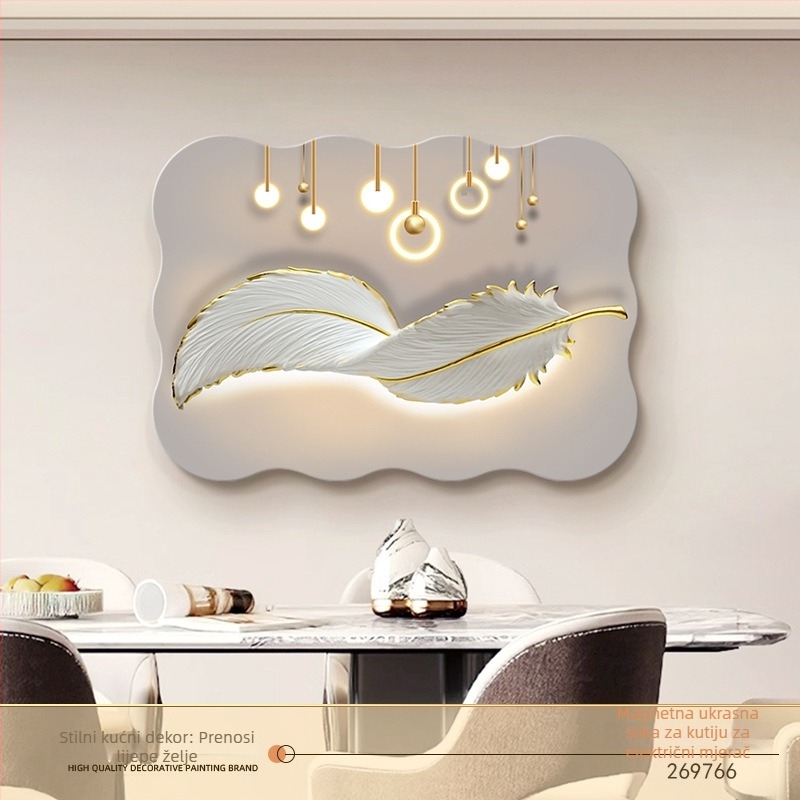 Dekorativna slika za kutiju brojila — magnetsko pričvršćivanje, bez bušenja, bez okvira, cvjetni uzorak, kožna podloga boje