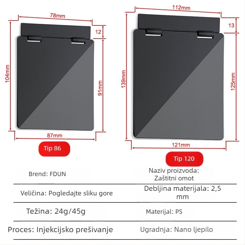 Zaštitni poklop za panel sjenila centralne klime, kućište prekidača i termostat — zaštita od slučajnog dodira, otporan na prskanje vode u kupaonici