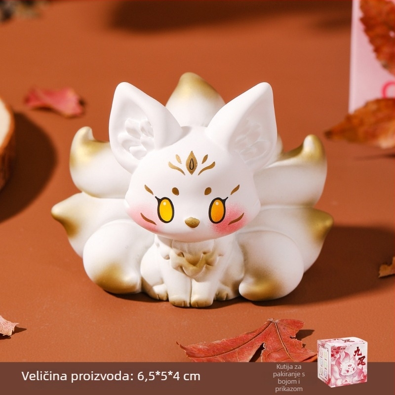 Graceful figura od smole Nine-Tailed Fox za stolni dekor i središnju konzolu automobila — crtani stil (Materijal: Smola) (Brand: Graceful) (Stil: Crtani)