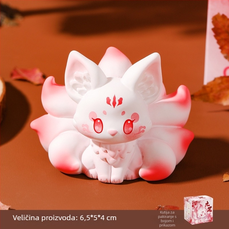 Graceful figura od smole Nine-Tailed Fox za stolni dekor i središnju konzolu automobila — crtani stil (Materijal: Smola) (Brand: Graceful) (Stil: Crtani)