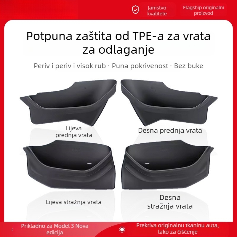 Kutija za pohranu ručice vrata za Tesla Model Y (6 mjesta) – za četiri vrata, plastična, vodootporna, otporna na tlak