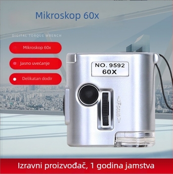 60x LED prijenosno povećalo za identifikaciju novca i antiknog nakita – kožna futrola i privjesak za nošenje, prenosni mikroskop