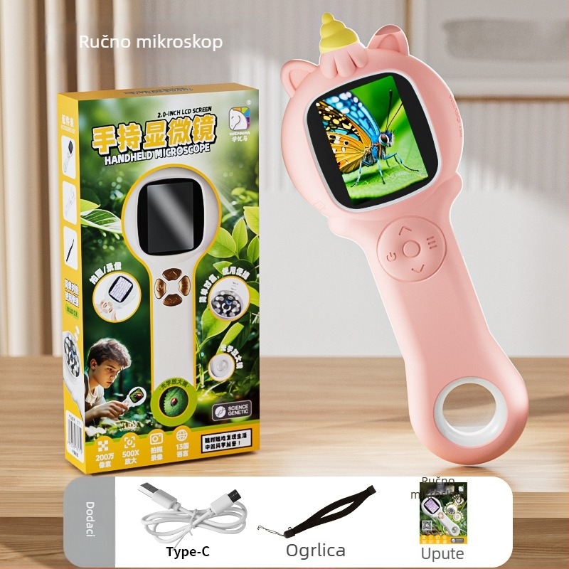 Dječji mikroskop sa zaslonom – kompletni skup naučnih eksperimenata, električni, ABS materijal, za uzrast 7–14 godina, šifra proizvoda 3171