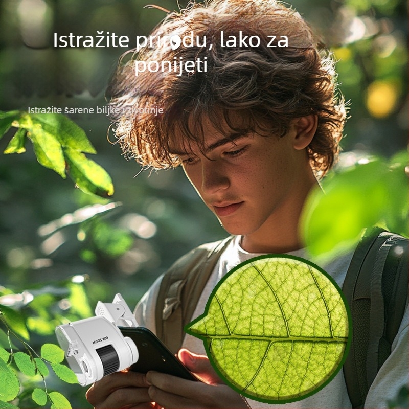 Prijenosni optički mikroskop s povećalom — Edukativna znanstvena igračka za djecu 7–14 godina, Learn from Yuma, plastika, 3C certifikacija 2021152202038574