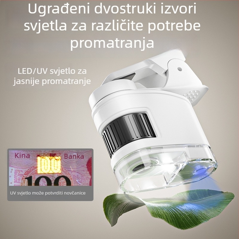 Prijenosni optički mikroskop s povećalom — Edukativna znanstvena igračka za djecu 7–14 godina, Learn from Yuma, plastika, 3C certifikacija 2021152202038574