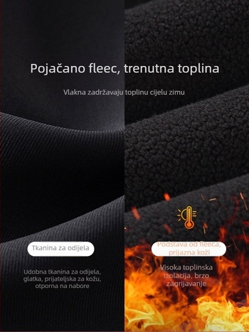 Muške hlače s flisom, opuštenog kroja, ravni kroj, srednji struk, zatvaranje na gumb, poliester materijal