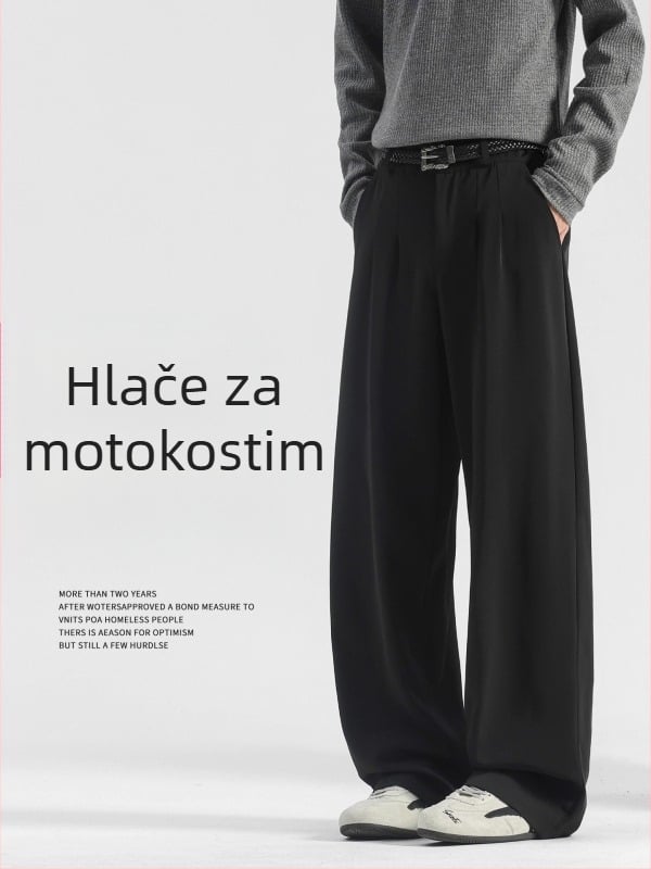 Muške hlače s flisom, opuštenog kroja, ravni kroj, srednji struk, zatvaranje na gumb, poliester materijal