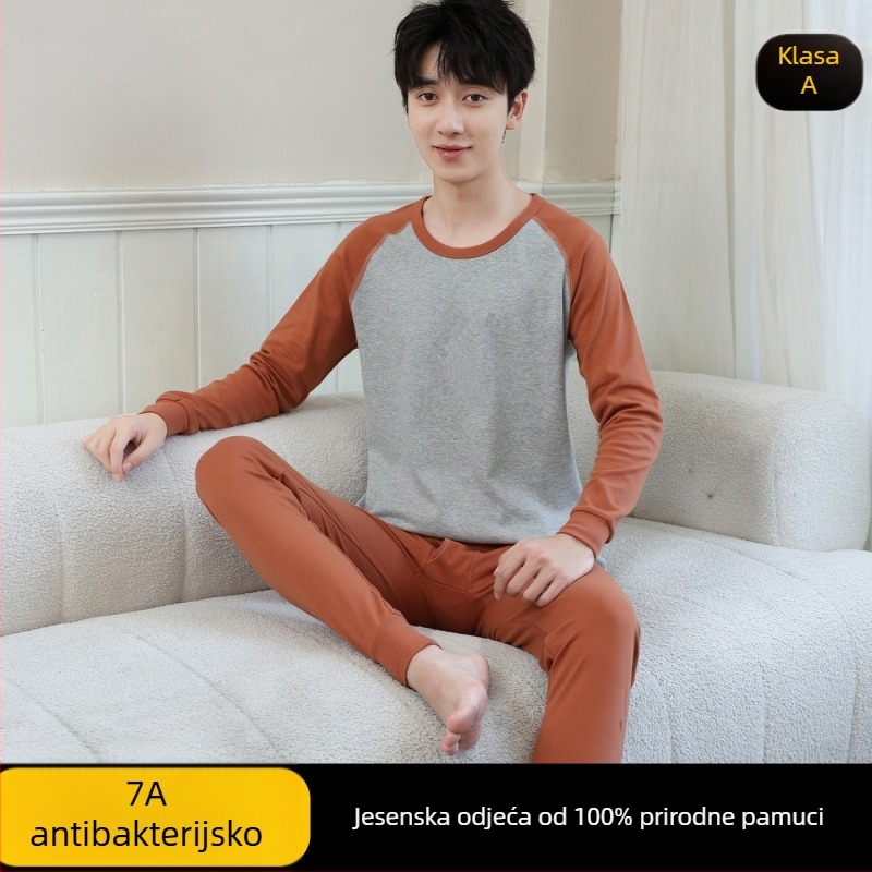 Mladički pamukasti jesenski termalni set (gornji dio + donji dio) – 100% pamuk, prozračan, antibakterijski, zadržava toplinu, 500 g/komplet, tanak, dobna skupina 13–18