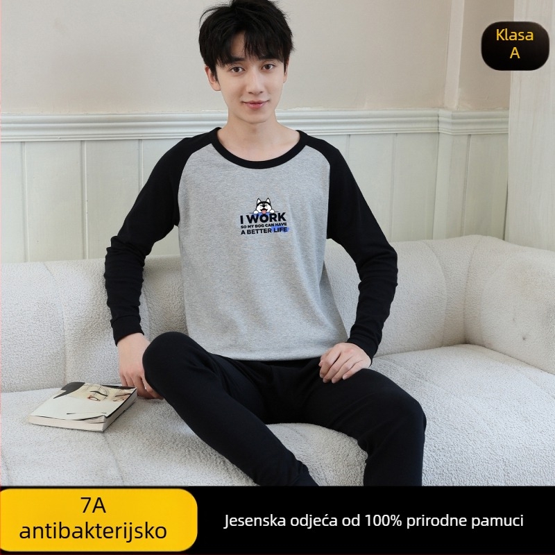 Mladički pamukasti jesenski termalni set (gornji dio + donji dio) – 100% pamuk, prozračan, antibakterijski, zadržava toplinu, 500 g/komplet, tanak, dobna skupina 13–18