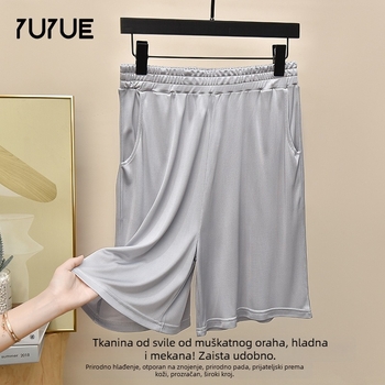 Muške svilene plažne hlače – Mulberry svila, tanke, ravni rubovi, za sve sezone