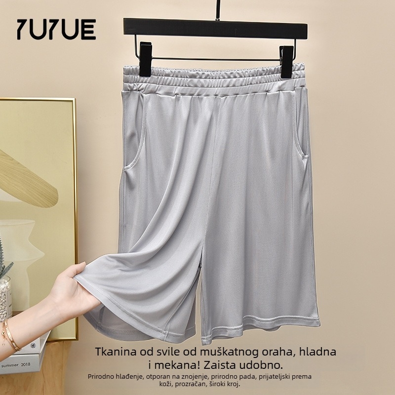 Muške svilene plažne hlače – Mulberry svila, tanke, ravni rubovi, za sve sezone