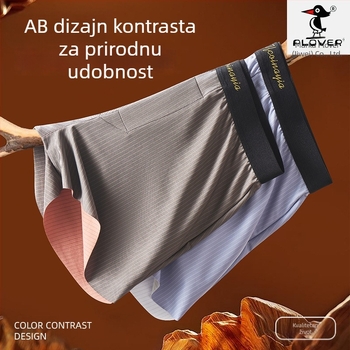 Muške bokserice od najlona, srednji pojas, uzorak pruge/karo, pletivo