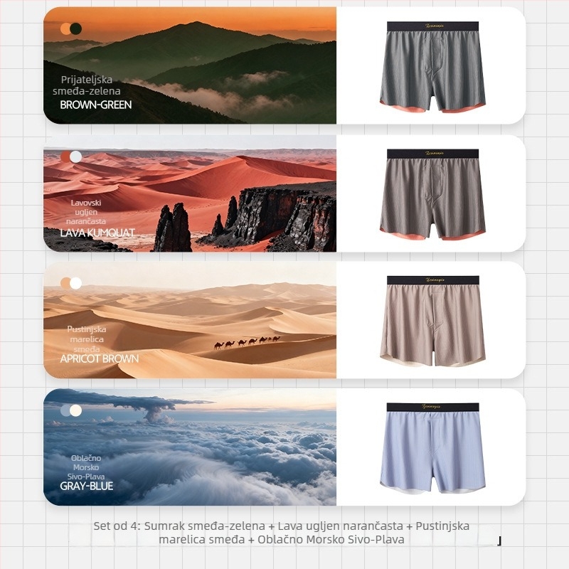 Muške bokserice od najlona, srednji pojas, uzorak pruge/karo, pletivo