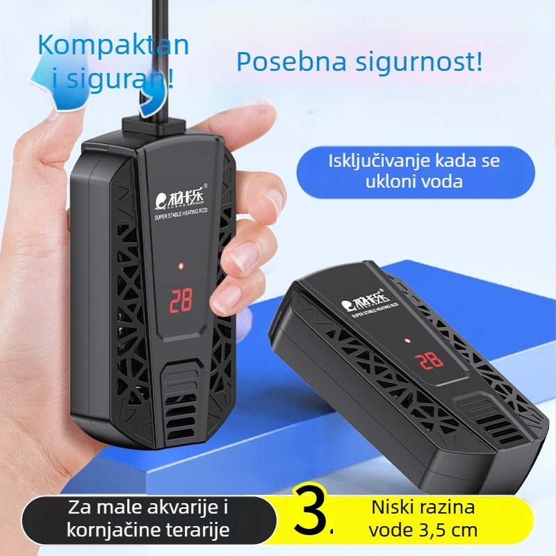 Grijaća šipka za kornjače s automatskom kontrolom temperature, zaštita od pregrijavanja i zaštita od isušivanja, namijenjena malim akvarijima