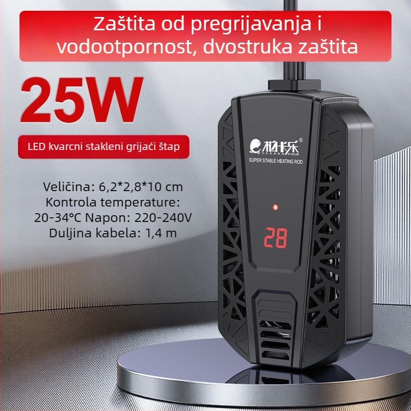 Grijaća šipka za kornjače s automatskom kontrolom temperature, zaštita od pregrijavanja i zaštita od isušivanja, namijenjena malim akvarijima