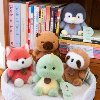 Plišane životinje – kratki pliš, PP pamuk punjenje; set s elefantom, lisicom, kapivarom i pingvinom; za 14+; unisex