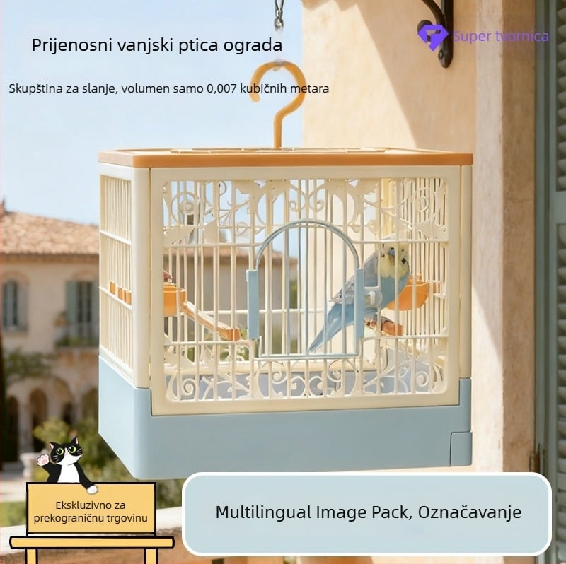 Kavez za ptice – Papagajska vila, prozračna, prijenosna, panoramski pogled, plastika