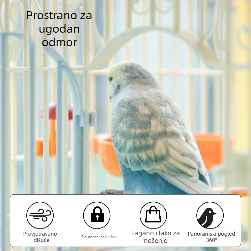 Kavez za ptice – Papagajska vila, prozračna, prijenosna, panoramski pogled, plastika