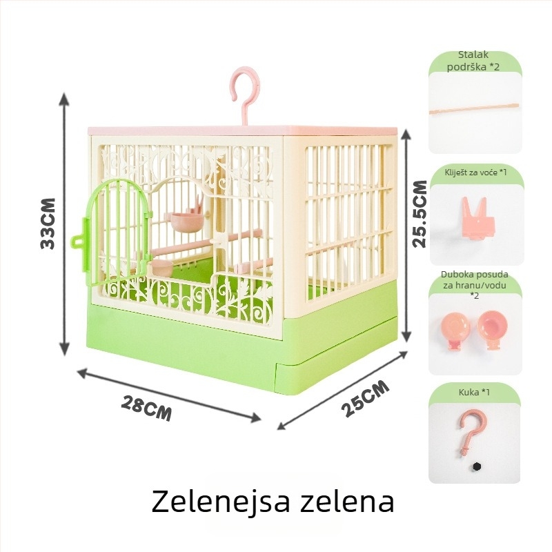 Kavez za ptice – Papagajska vila, prozračna, prijenosna, panoramski pogled, plastika