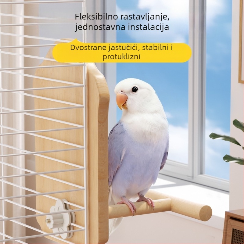 Igračka ogledalo za papagaja s drvenim postoljem (Dizajn protiv bijega, Bez kotača, Za ptice)