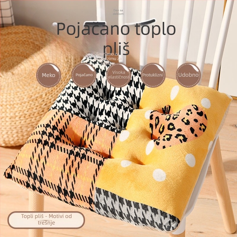 Jastuk za stolicu, pliš materijal, EPE punilo, crtani motiv, moderan minimalistički stil, pogodan za dnevni boravak, spavaću sobu, studij i ured