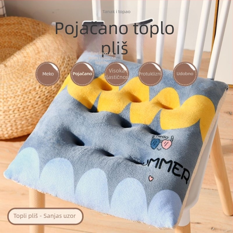 Jastuk za stolicu, pliš materijal, EPE punilo, crtani motiv, moderan minimalistički stil, pogodan za dnevni boravak, spavaću sobu, studij i ured