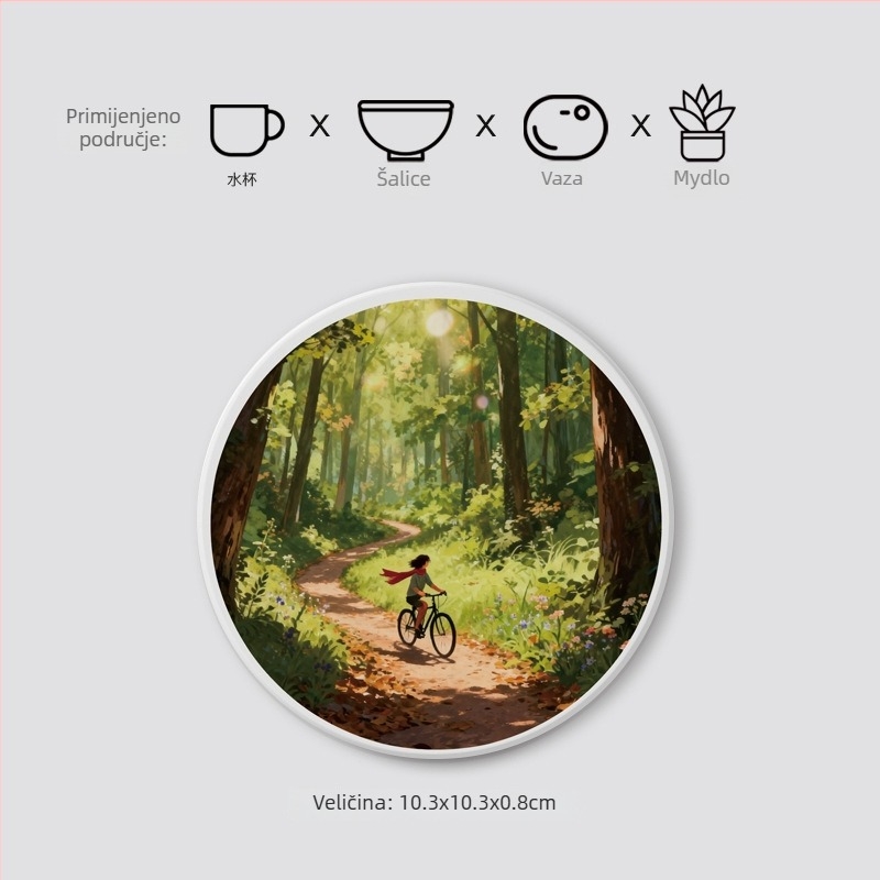 Dijatomitne podloške za čaše s pejzažnim motivom, kružne, upijajuće, brzo se suše, protuklizne, s prilagođenim logotipom